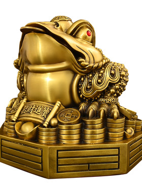 铜八卦金蟾摆件客厅三足铜金蟾蜍