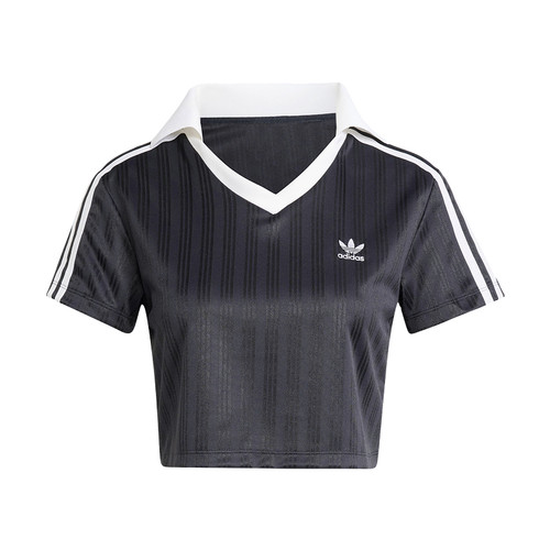 经典短款运动上衣V领短袖POLO衫女装夏季adidas阿迪达斯三叶草