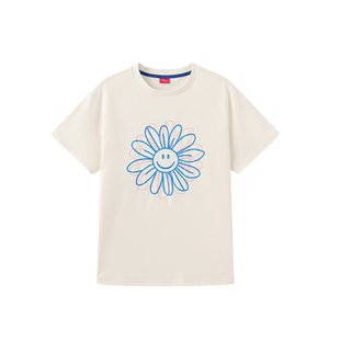 wigglewiggle26年时尚潮流韩款笑脸印花凉感圆领宽松短袖T恤女装