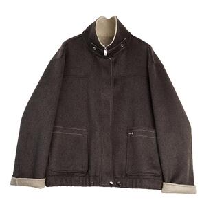 【山羊绒】ELLE绵羊毛休闲廓形双面呢大衣女25冬新款毛呢夹克外套