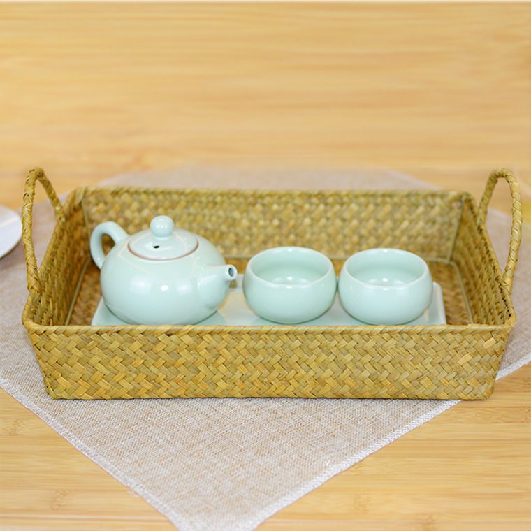 新款直销收纳托盘卧室桌面整理筐带提手浴室毛巾收纳筐脏衣物箱便