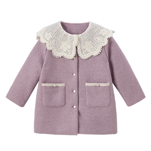 [保暖锁温]儿童外套2026冬季新款中大童加厚法式洋气女童毛呢大衣
