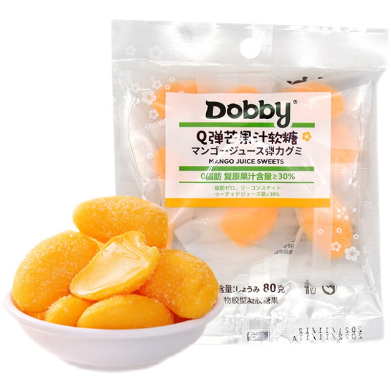 国产糖果 Dobby哆比蒟蒻白桃果汁软糖100g儿童休闲零食