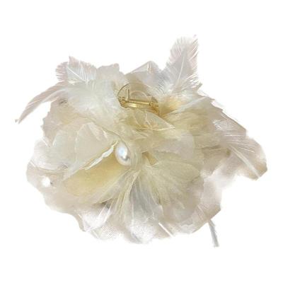 大号羽毛抓夹女超仙气质发夹后脑勺盘发鲨鱼夹发量多发卡新款头饰