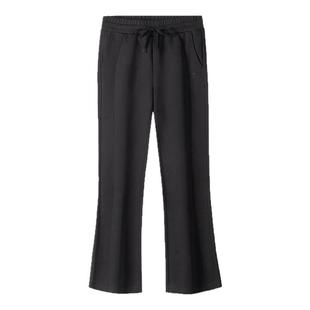 骆驼运动长裤高腰微喇裤小个子窄版显瘦修身休闲裤女直筒针织卫裤