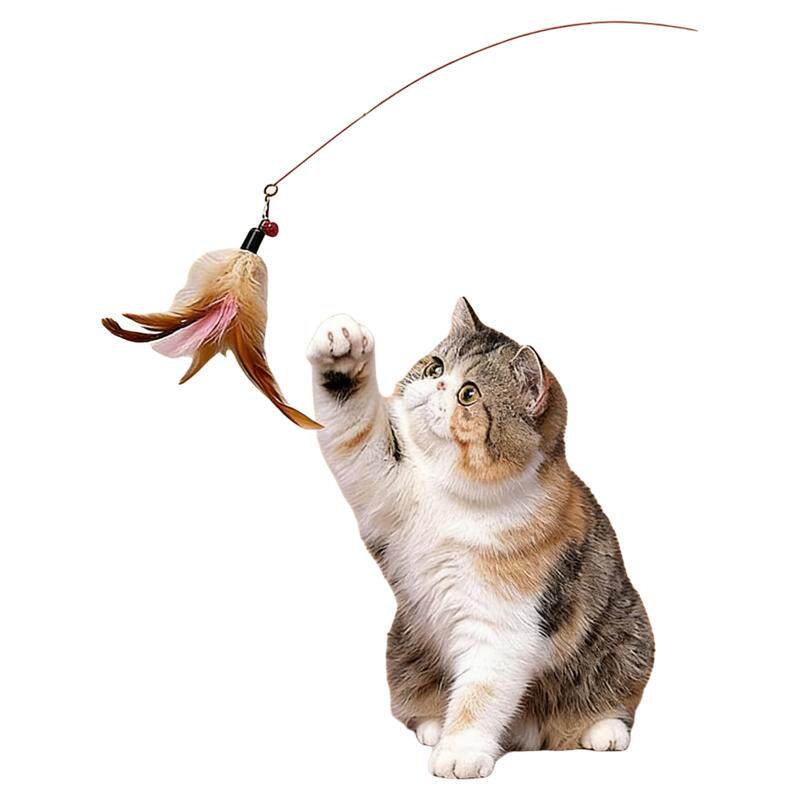 逗猫棒猫咪玩具自嗨解闷幼猫钢丝长杆羽毛小铃铛耐咬幼猫宠物玩具