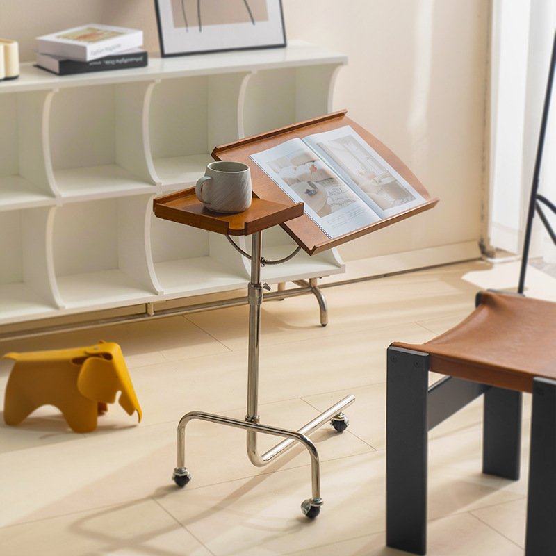 轻奢高级感实木琴谱居家书桌升降边移动几桌客厅床边小型架可可