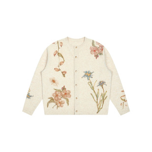 mostwanted 水彩花卉印花针织开衫26春新款情侣装毛衣上衣外套