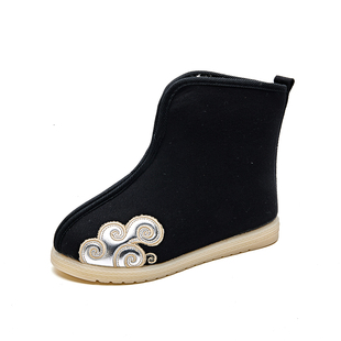 老北京儿童布鞋男童汉服鞋拜年二棉鞋男孩秋冬官靴刺绣中国风靴子