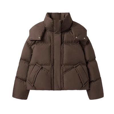 班尼路咖色短款面包服女2025冬季新款韩版小个子宽松立领羽绒服QW