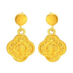 老庙黄金足金999古韵古法祥云耳饰耳环汉服古典女款官方送礼物