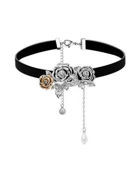 QG原创古金玫瑰花choker辣妹小众颈链复古锁骨链高级感项圈礼物