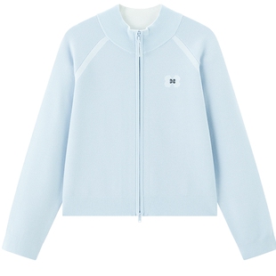 【商场同款】乐町运动风拉链针织开衫春季时尚立领外套C8EDG1340