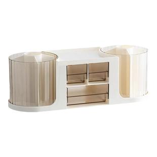 时代良品双旋转笔筒收纳盒轻奢高级感学生办公室桌面笔桶马克笔架儿童男女孩书桌收纳笔盒装放笔的高颜值文具