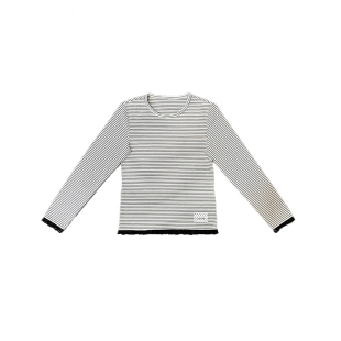 UnsocialNight原创基础款拼接长袖条纹打底衫圆领T恤女款显瘦叠穿