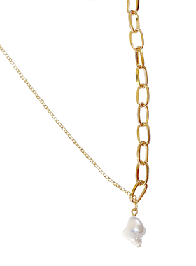 原创设计珍珠女项链拼接铜镀18K