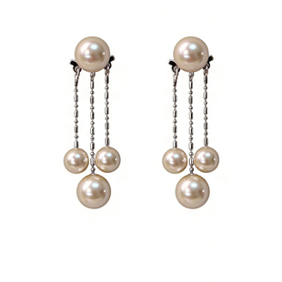 CrayonX人工珍珠流苏耳环女气质高级感小众设计长款耳饰