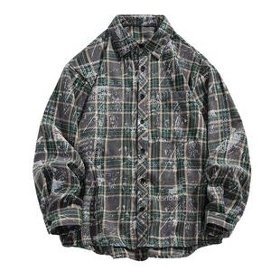 罗蒙春秋季扎染衬衫男士2026新款美式复古帅气设计感休闲衬衣男款