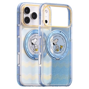 图拉斯O3L史努比支点壳新款iPhone18ProMax手机壳适用苹果17pm透明16支架ip15磁吸勃艮第红防摔高级感全包官