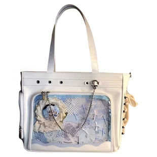 痛包大容量托特包包女日系丝带痛jk甜美少女二次元透明大食量谷子