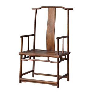 新中式实木官帽椅四出头太师官帽椅胡桃木高背主人椅靠背扶手茶椅