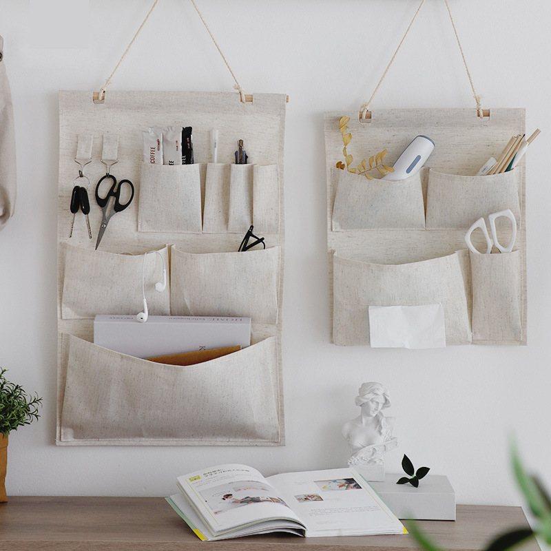 布艺收纳挂袋墙挂式宿舍床头门后墙上置物袋悬挂手机挂兜收纳神器