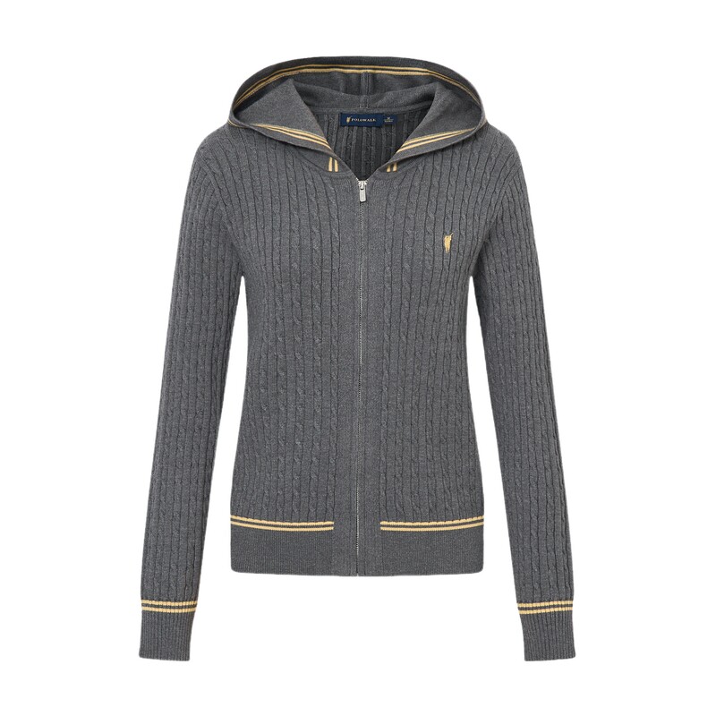 POLOWALK女连帽显瘦针织开衫