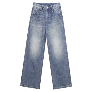 THESOONG/雅痞美学 复古意式原纱洗水线条感弯刀牛仔裤6942