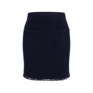 MARYLING玛俪琳初春新品深蓝辫子花边针织半裙A1EAW05030