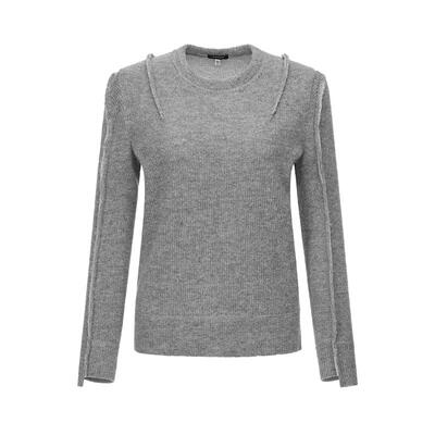 R13早秋新品灰色直袖圆领毛衣