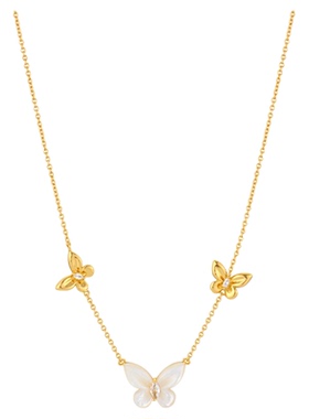 一撇一捺蝶梦流光系列蝶舞翩然项链蝴蝶吊坠白色母贝送女朋友礼物