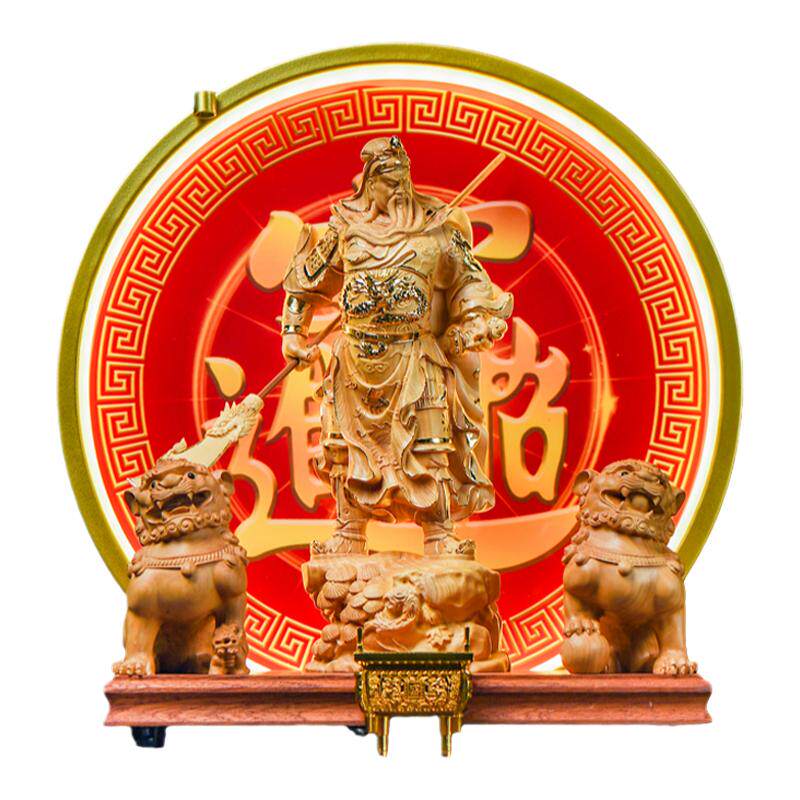 馥初心木雕招财镇宅中式关公摆件