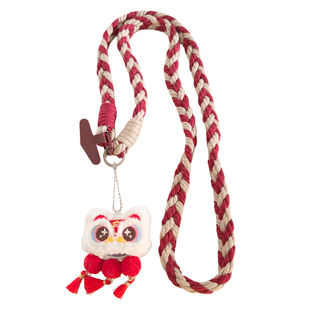 可爱卡通元宝醒狮三流苏公仔玩偶手机挂件新年喜庆国潮网红女款手机链编织斜跨长绳户外通用ccd相机便携侧肩