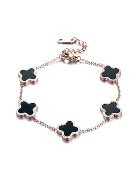 洗手洗澡不用摘钛钢四叶草镯手链