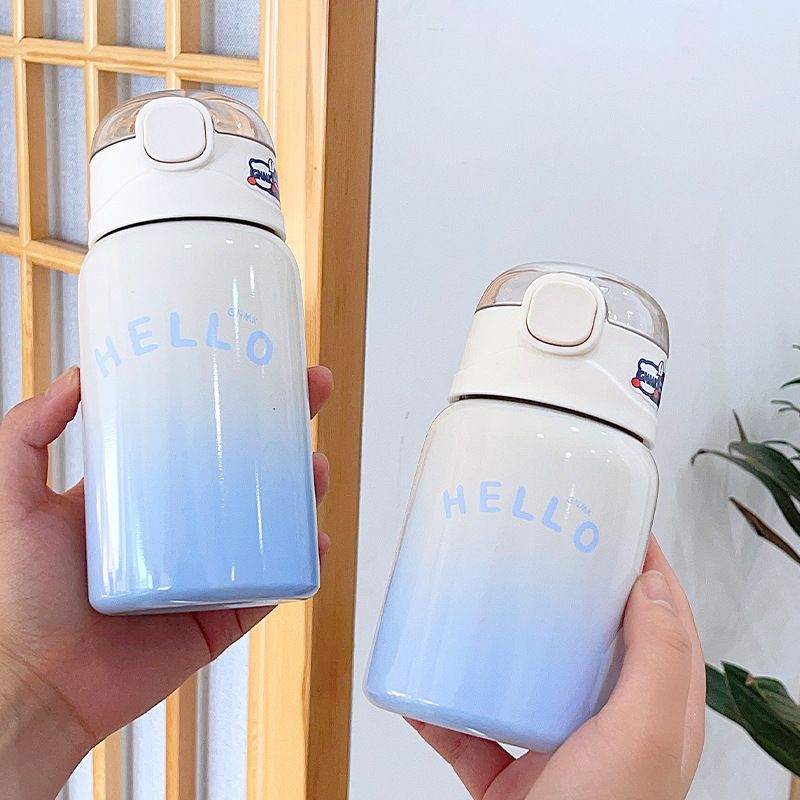 高颜值可爱儿童保温杯运动便捷学生杯子水杯礼品吸管字母新款男女
