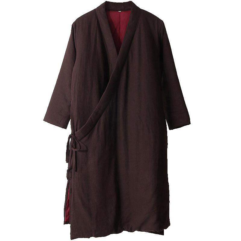 中国风中长款斜襟汉服居士服佛系