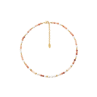 Amber Lollipop东陵玉珍珠项链女石英岩玉吊坠颈链彩色串珠锁骨链