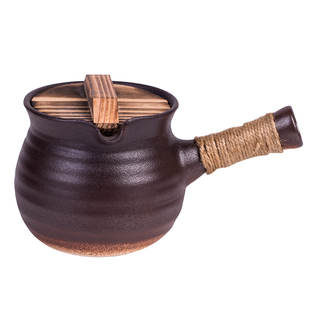 带盖侧把烤茶罐中式粗陶罐罐茶土陶公道杯煮茶器家用煮茶壶烤茶炉