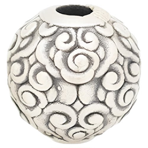 羲室S999纯银隔珠 3D硬银浮雕祥云如意纹三色椭圆珠DIY银配件0519