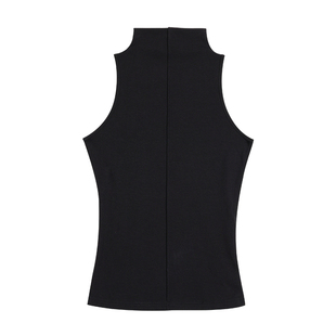 pusumede黑色半高领针织背心女夏季新款外穿百搭修身无袖吊带上衣