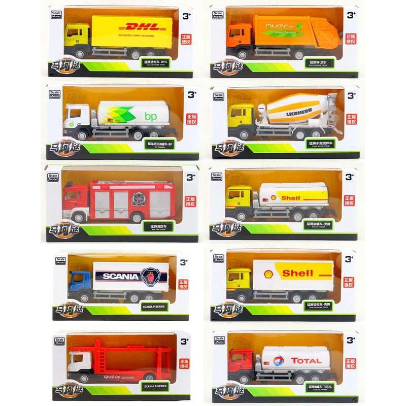 玛珂垯RMZ曼恩垃圾车合金汽车模型搅拌车运输工程货柜玩具车油罐