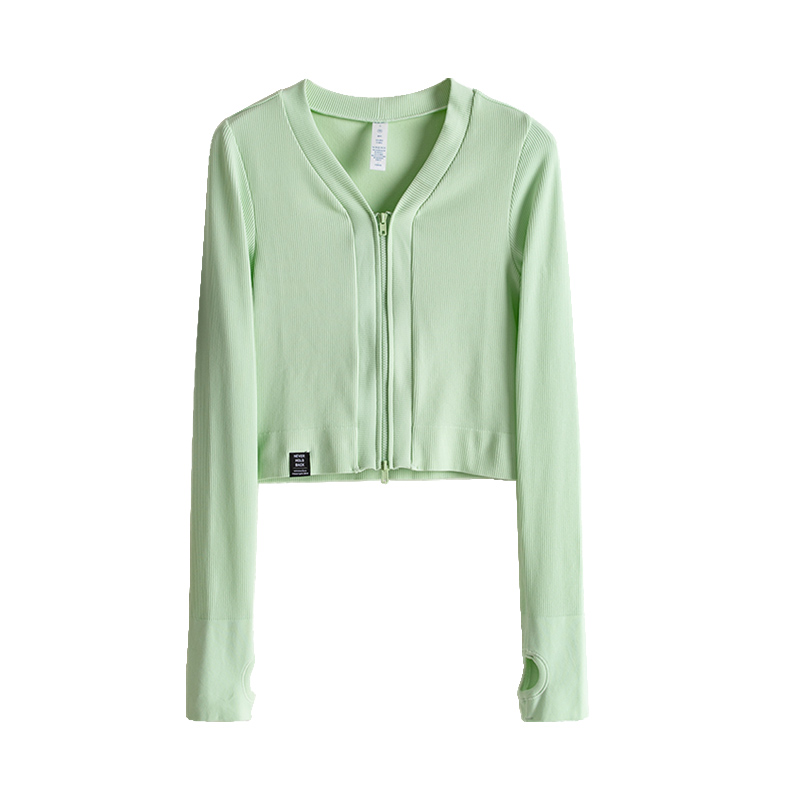 简可莉瑜伽女上衣紧身显瘦拉链秋冬季运动t恤跑步训练健身服长袖