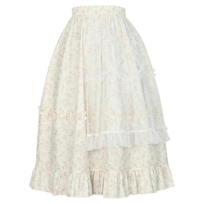 森女部落原创碎花蕾丝拼接半身裙