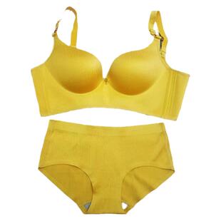 断码处理金黄色聚拢文胸本命年拉丝一片式无钢圈调整型按摩内衣套