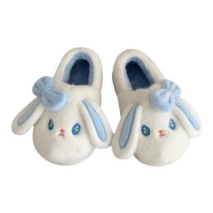 细细条 软萌可爱小兔子棉拖鞋女冬踩屎感居家防滑保暖毛绒月子鞋