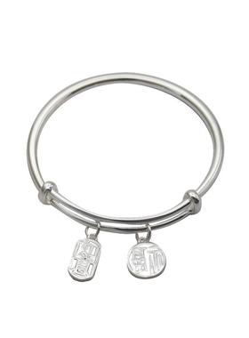 福凤茗中国磨砂手环银莲花开口