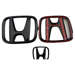 适用本田十代雅阁十代思域黑红前车标覆盖式后标盖方向盘改装装饰