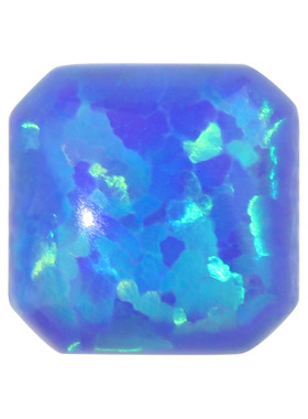 蓝色欧泊正方倒角平底素面仿欧珀石宝石裸石 小八角合成澳宝OP05
