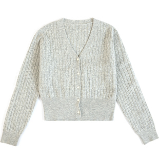 7AM10PM 针织开衫红色百搭打底毛衣外套女长袖春秋空调羊毛上衣