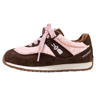 英氏童鞋新年限定冬季新款女童加绒保暖运动鞋儿童防滑软底运动鞋